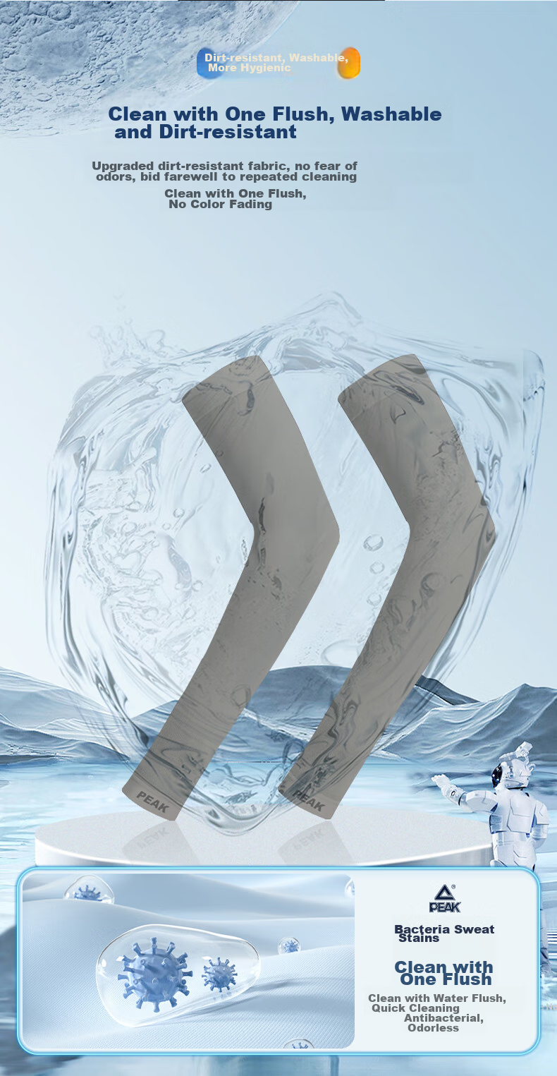 PEAK Ice Silk Arm Sleeves for Men And Women, UV Protection Arm Guards, Cycling Sun Protection YHZ4509 Gray 12