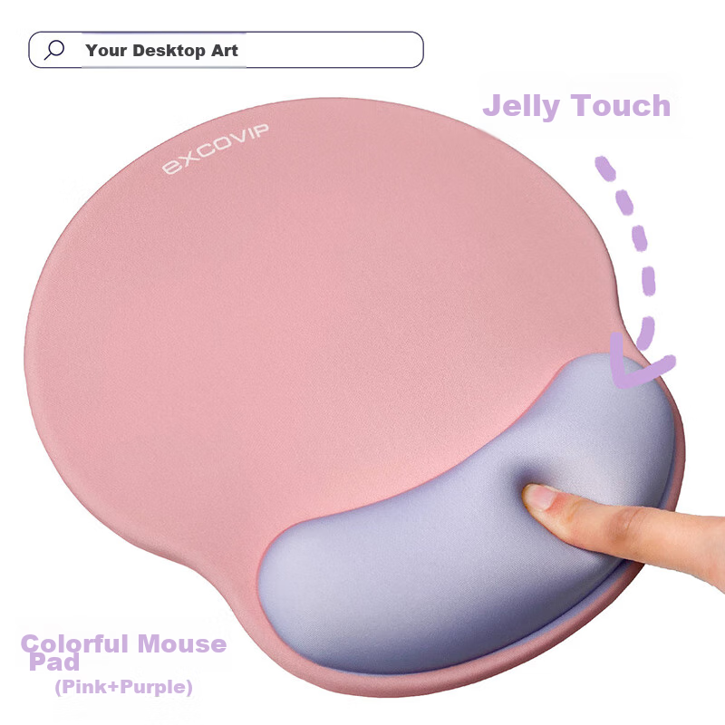 EXCO Pink + Purple Color-Block Mouse Pad Wrist Rest Large Silicone Soft Desk Pad Wrist Support for Women, Laptop Office Gaming Wrist Pad Non-Slip Mouse Pad for Men 9903 7