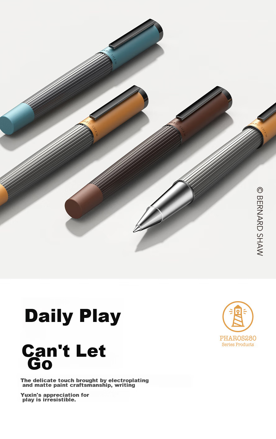 Bernard Shaw Mid-Autumn Festival And National Day Gift Ballpoint Pen High-End Luxury [Lighthouse] Micro-Glow Orange Ultimate Pen Refill Gift Box Set Premium Business Office Men's 6