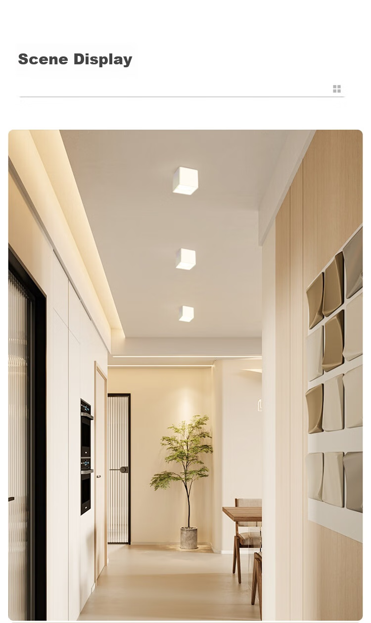 NVC LED Premium Spotlight, Square Surface-Mounted Downlight, Ultra-Thin Grid Light, Four-Head Anti-Glare, 40 Watts, Black Cup, Warm White 8