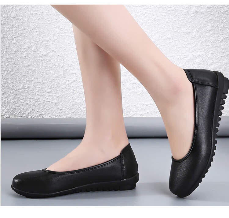 CARTELO Women's Shoes, Wedge Heel Round Toe Women's Pumps, Professional Ladies Leather Shoes, KDLDX-2138, Black, Size 37 9