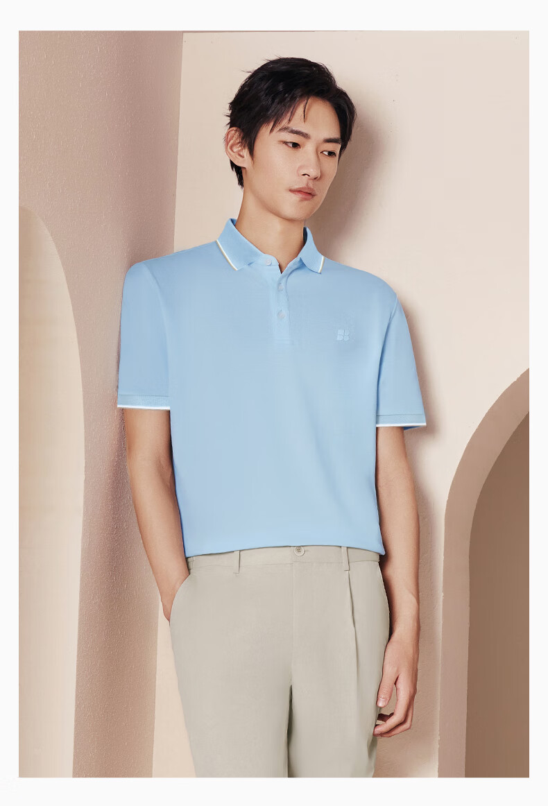 Hodo [Cool Wind Quick-Dry] Men's Polo Shirt, 5A Grade Antibacterial And Mite-Resistant, Contrasting Color Rib Collar Short-Sleeve Men's Polo Shirt 17