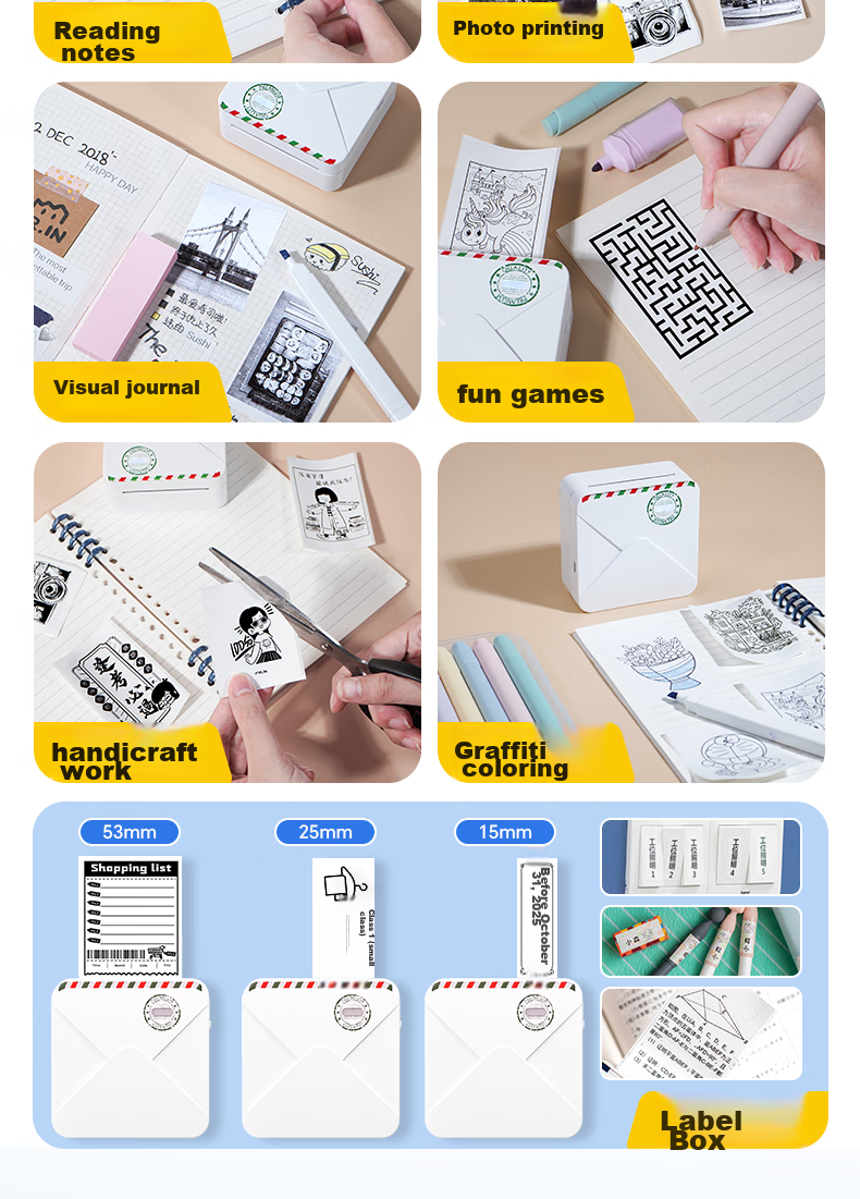 MR.IN M02SH 2-Inch Ultra-Clear Gray Scale Error Printer with Adhesive, Perfect for Primary And Secondary School Students' Error Correction without Copying, Compact Home Mini Learning Printer 7