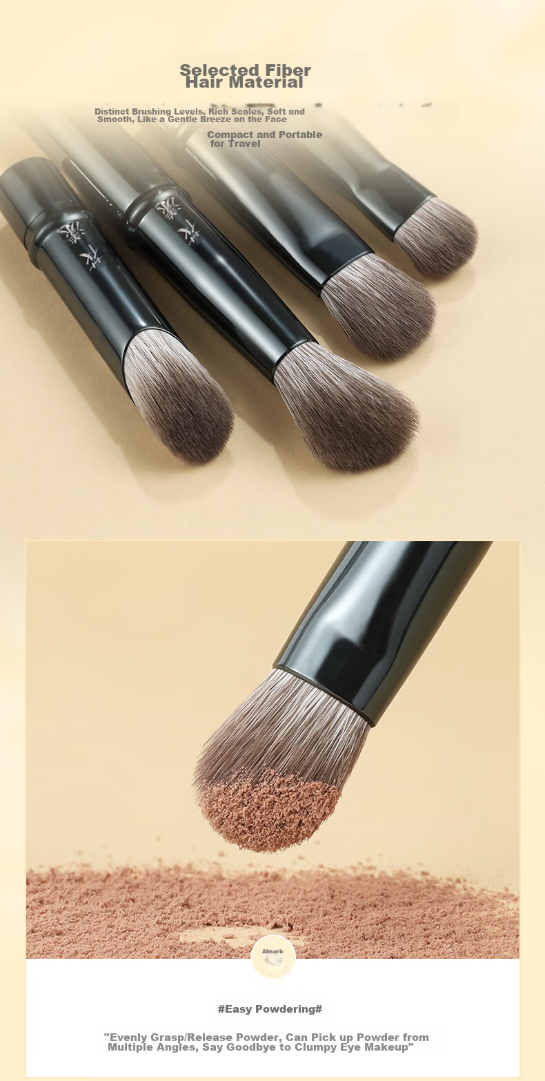 Huayang Portable Makeup Brush Set, 6 Classic Detachable Replacement Heads, Cangzhou Makeup Brush for May Day Outings 3