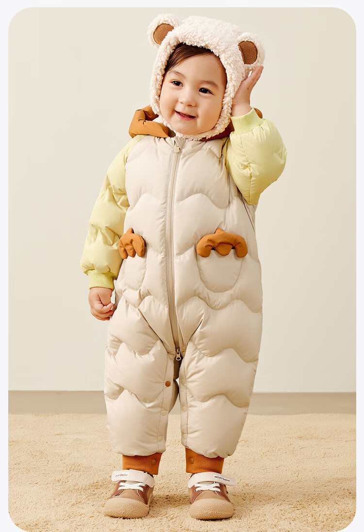 Minibala Newborn Baby down Jacket Onesie, Outdoor Wear for Boys And Girls, White Duck down Winter Coat 10