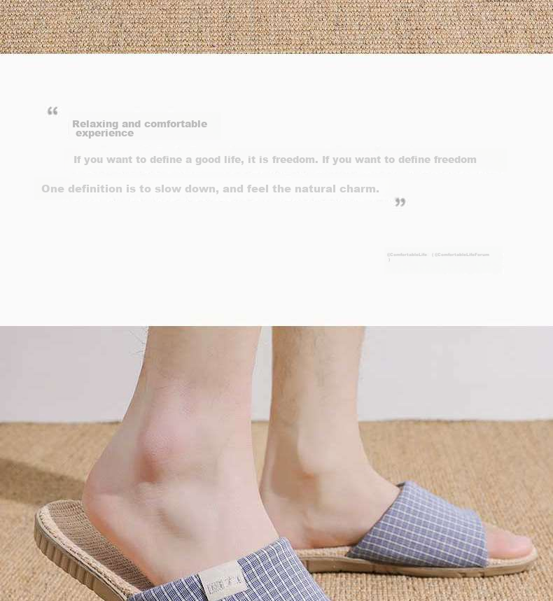 Huili Linen Slippers, All-Season Couple's Indoor/outdoor Floor Slippers, Sweat-Absorbing Cotton And Linen Sandals, HL0153 Blue Size 44-45 2