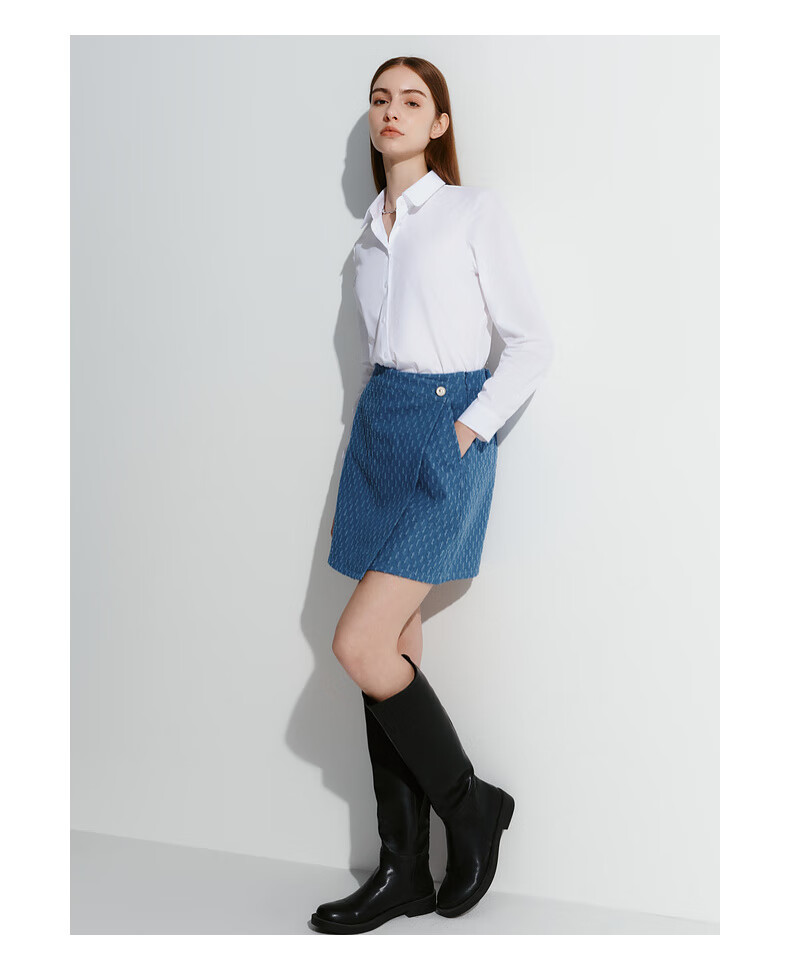G2000 Women's Cotton Blend Long Sleeve Shirt, Comfortable and Skin-Friendly, Suitable for All Seasons, Mall Style, Commuter Wear 7