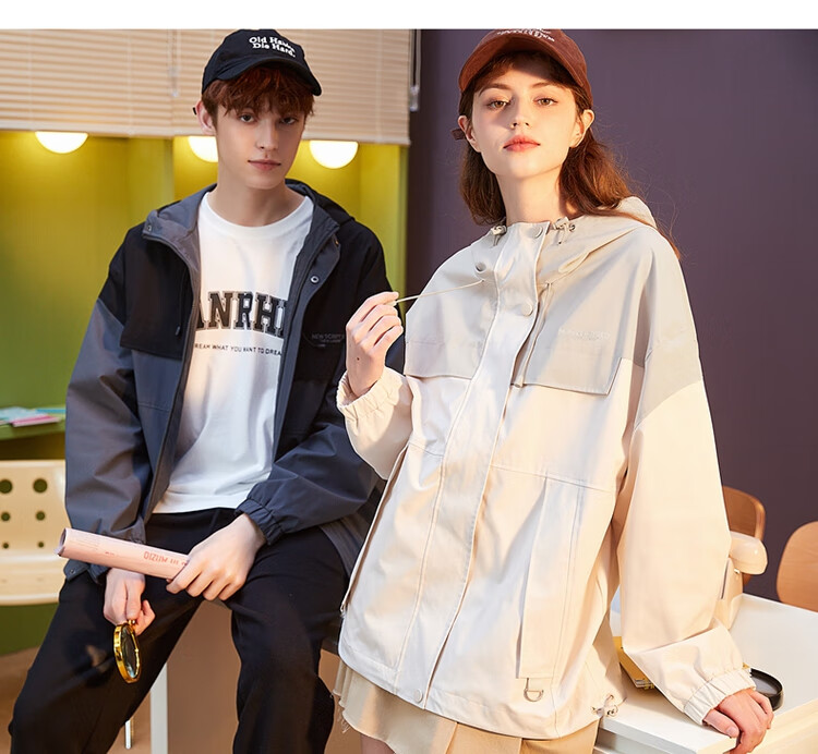 TonLion Spring And Autumn New Men's Jacket, Patchwork Hooded Outdoor Coat, Loose-Fitting Versatile Workwear Jacket 19