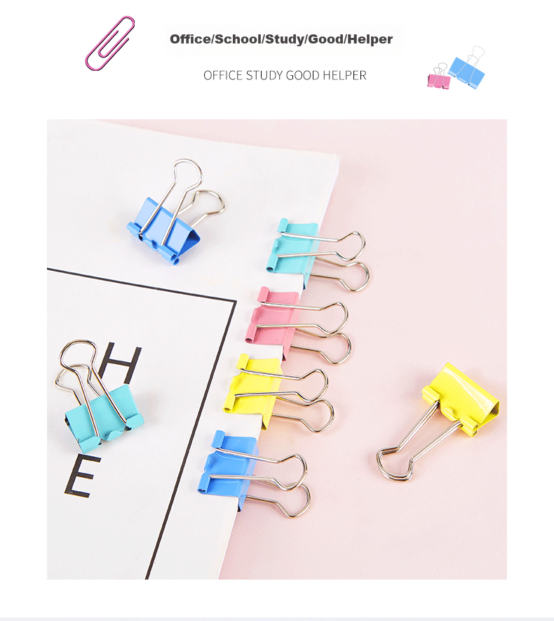 BAOKE 3c Digital All-Net Low Price BC1365, Colorful Long Tail Clips, 40 Pieces, 19mm, Binder Clips, Office Supplies 3