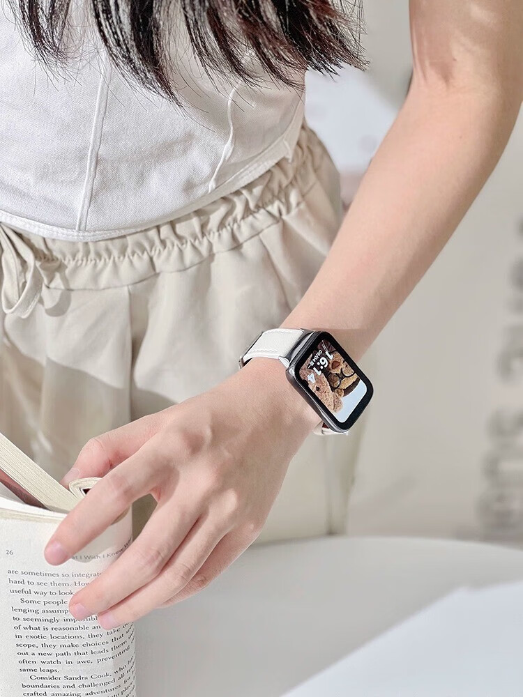 CHENSONG Compatible with Xiaomi (MI) REDMI Watch 6/5 Strap, Xiaomi Bracelet 9Pro/8Pro Strap, Leather Redmi Watch 5e Sim Strap, Quick-Release Metal Wristband, Black 7