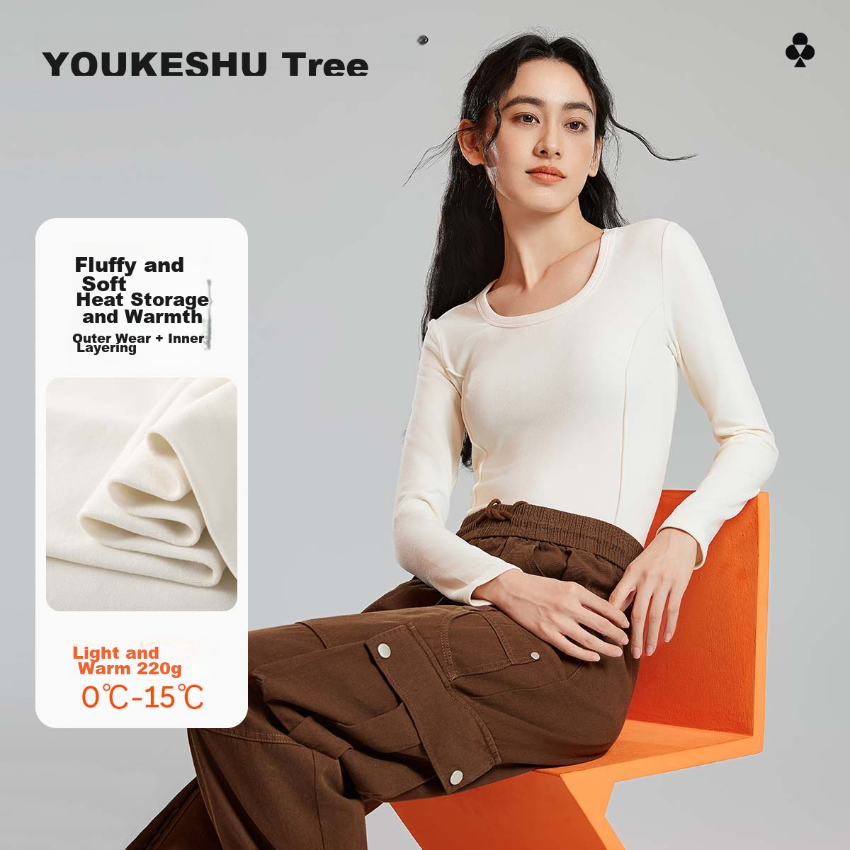 YOUKESHU Women's Base Layer, Spring Low-Collar Fishbone Inner Wear, 2026 New U-Neck Long-Sleeve Top, Autumn Underwear