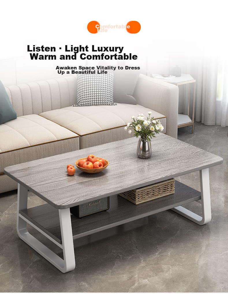 Shanshanmuyi Coffee Table for Living Room, Double-Layer Light Luxury Tea Table for Small Apartments, Modern Minimalist Small Tea Table, Multifunctional Sofa Side Table 3
