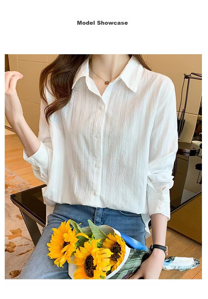 AOTUN Cotton Shirt for Women, Long Sleeve, Spring And Autumn Style, Casual Inner Wear Top AT3058, Picture Color, XL 7