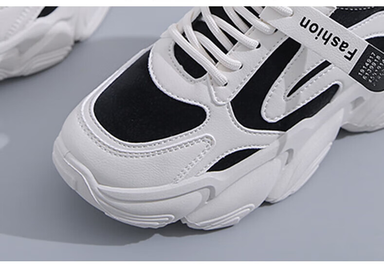 PLAYBOY Women's Shoes, Winter Fleece-Lined Dad Shoes, Warm Cotton Shoes, Height-Increasing Sneakers for Women, 1534M, Black, Size 36 6