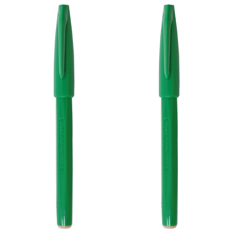 Pentel S520 Green Fine Line Marker Pens for Sketching, Drawing, Manga, Hand-Drawn Art, Design Planning And Note-Taking (Set of 2)