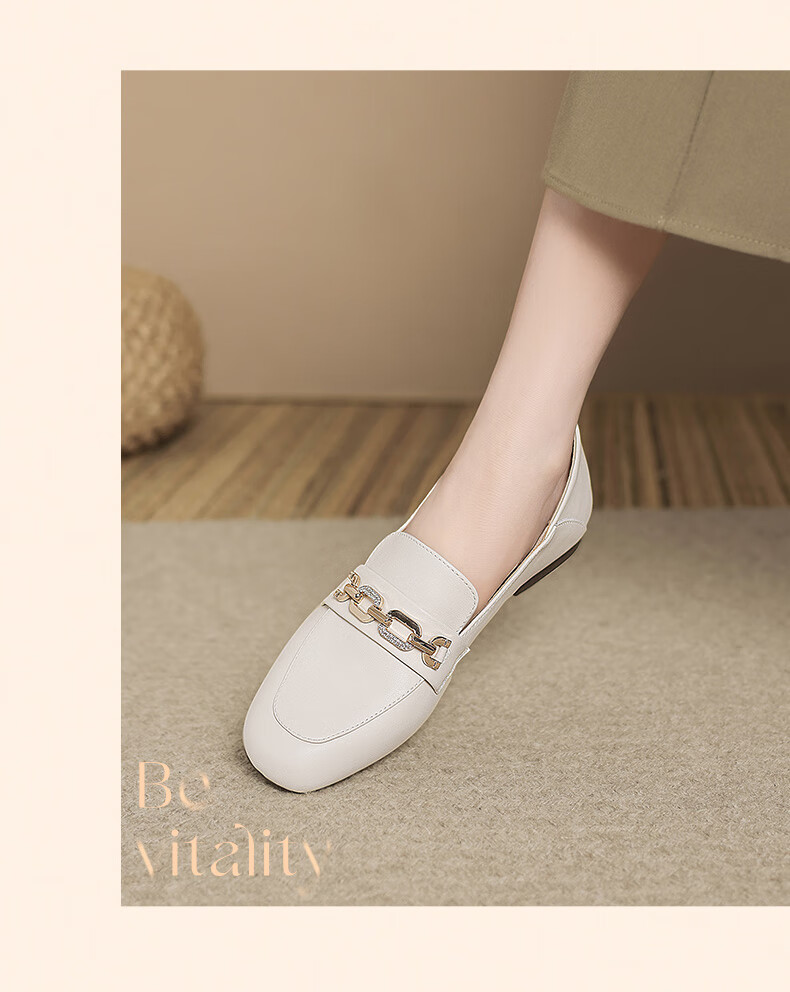 ZHR Flat Women's Shoes for Spring And Autumn, Slip-On Loafers, Versatile Commuter Shoes with Soft Soles, Leather Shoes AH608 Black Size 38 10