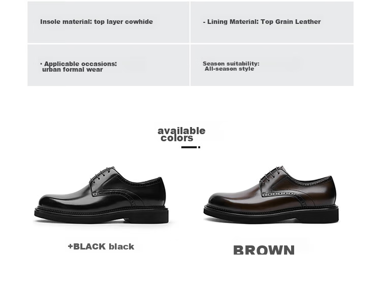 Goldlion Men's Shoes, Business Formal Leather Shoes, Banquet Wedding Shoes, Color-Blocking Craftsmanship, Retro Derby Shoes G521330064CCA Brown Size 37 26
