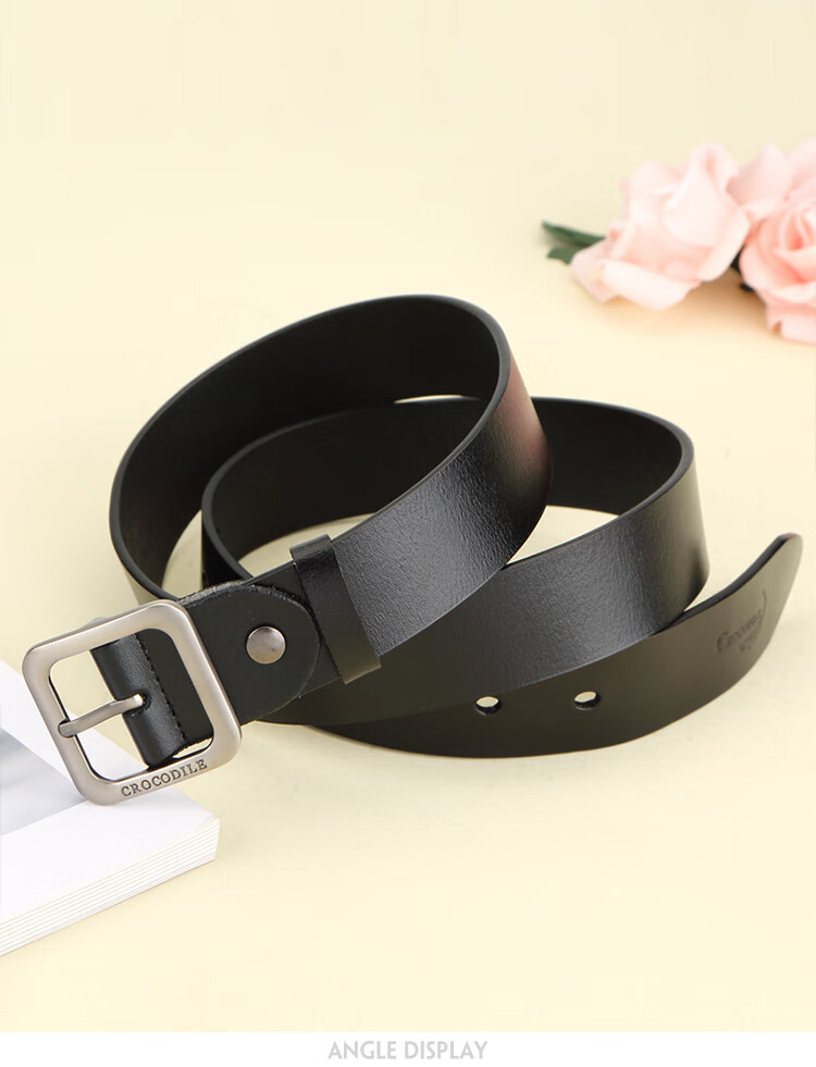CROCODILE Women's Versatile Leather Belt, Trendy Waistband, Fashionable Vintage Pin Buckle Belt, 34MME2887, Brow 6