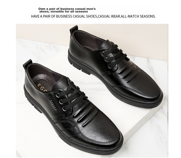 EGCHI Men's Leather Shoes, Business Casual Shoes, Top-Grain Cowhide Slip-On Driving Shoes, C8833, Black, Size 43 26
