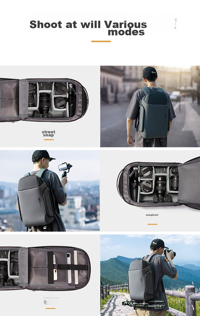 Bange Professional Photography Camera Bag, Drone Disassembly Multifunctional DSLR Mirrorless Camera Backpack, Digital Storage Backpack, Gray 8