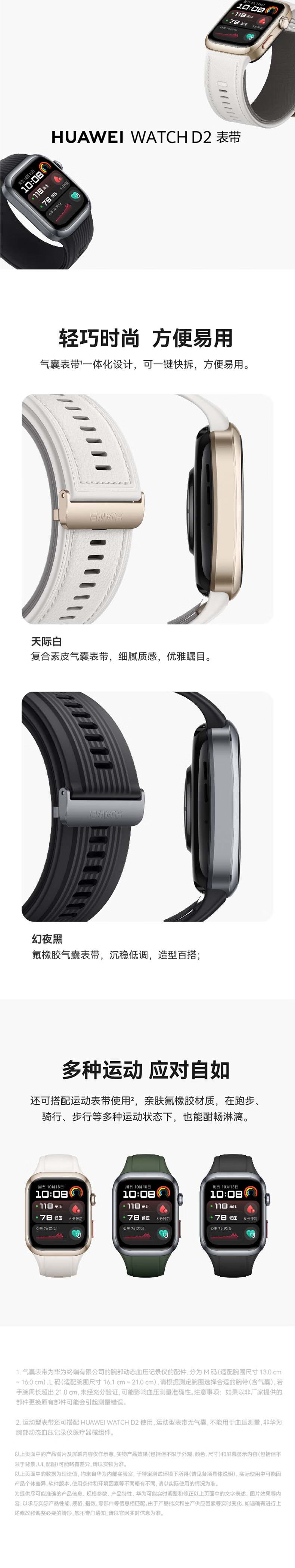 HUAWEI WATCH D2 Spruce Green Fluoroelastomer Strap, Wristband Size 130-210mm, Compatible Only with WATCH D2 Sports Band, No Air Cushion, Not Suitable for Blood Pressure Measurement 1