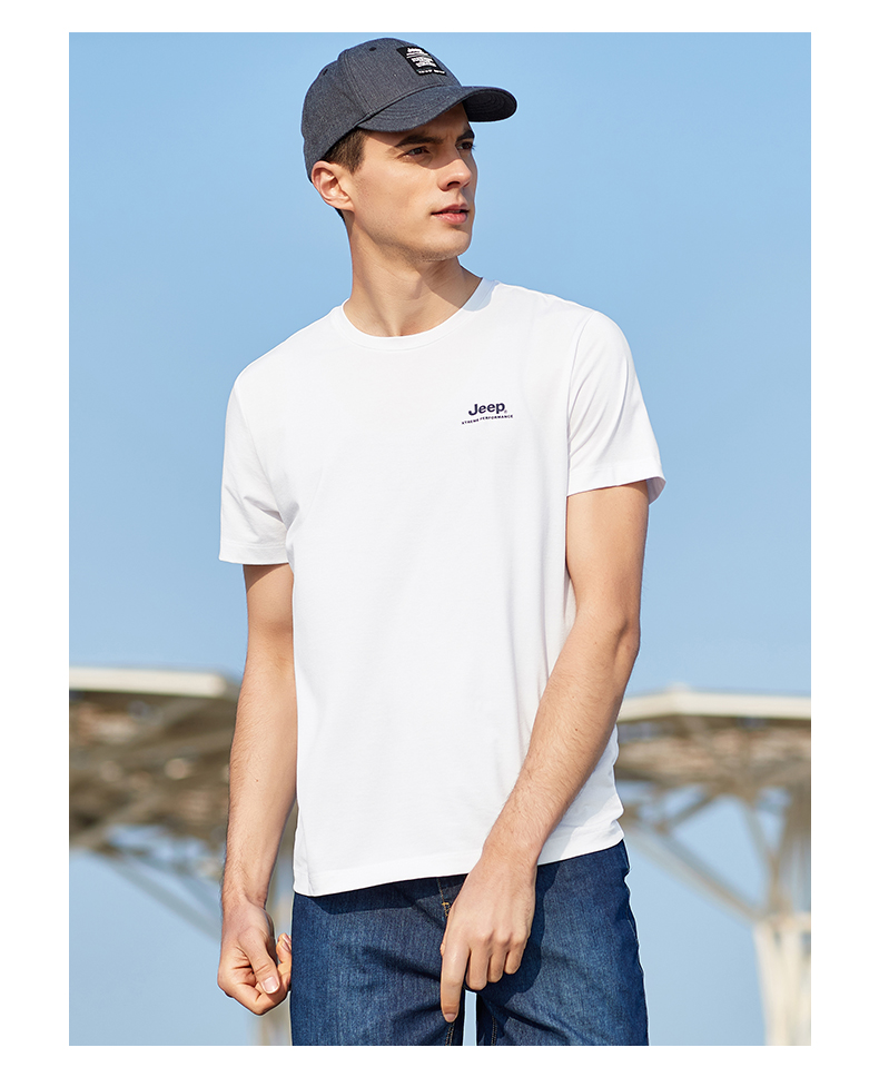 JEEP Men's Short-Sleeve T-Shirt, Sports Outdoor Breathable Quick-Dry Tee, Men's Cool Round Neck Top, 538 Navy Blue XL 18