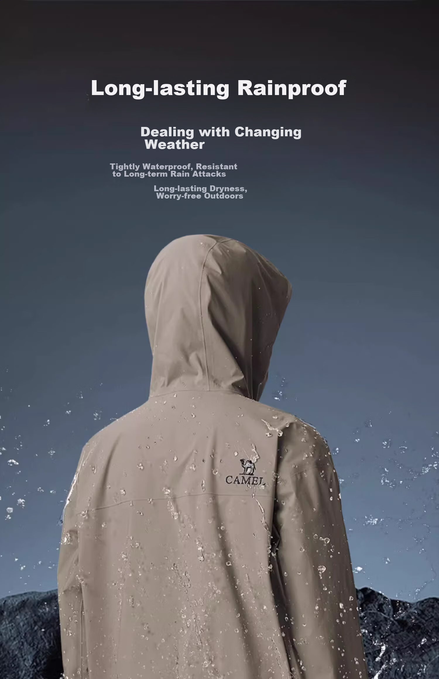 CAMEL [3L Lightweight Hard Shell] Windproof Waterproof Breathable Jacket for Men And Women, Hiking And Mountaineering Outfit 15