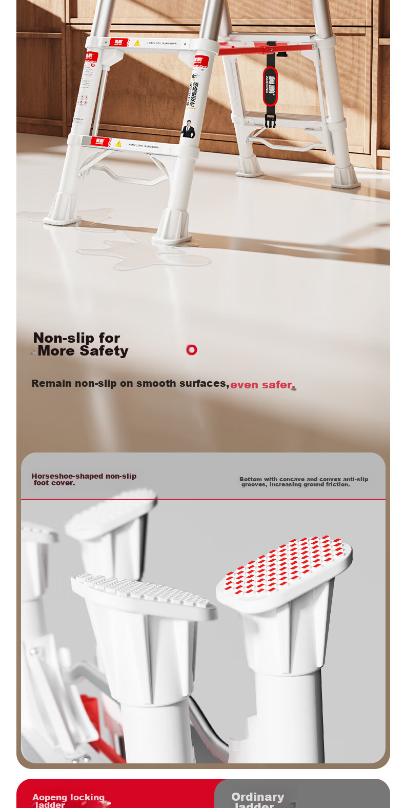 Aopeng Folding Telescopic Household Step Ladder, Five-Step Indoor Multi-Functional Folding A-Frame Ladder 11