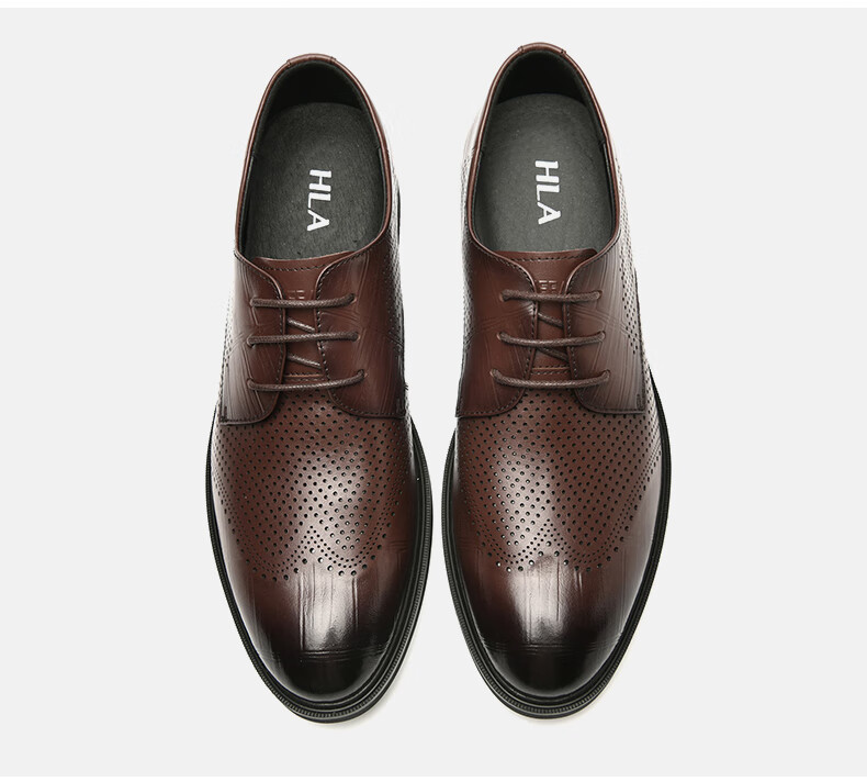 HLA Men's Leather Shoes, Business Formal Dress Shoes, Genuine Leather Footwear, HAAPXM2FAV172, Black, Size 44 47