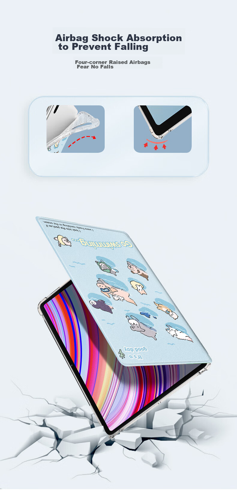 Asiwa Protective Case for Xiaomi Redmi Pad Pro 2024 Model, 12.1-Inch Xiaomi Tablet Cover, Cartoon Cute Full Protection Silicone Shockproof Smart Sleep/Wake Functio 5