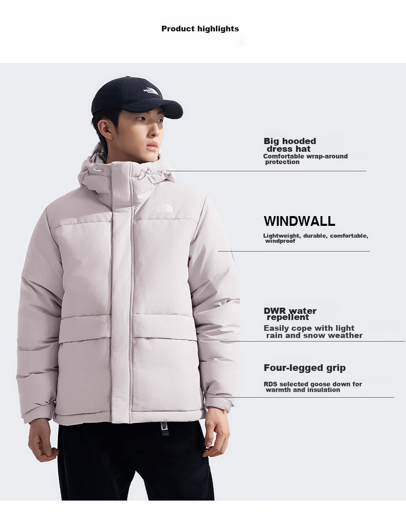 The North Face Men's Outdoor down Jacket, 700 Fill Power Goose Down, High-Fill Warm Coat 81SF, Gray/1OA, XXL 2