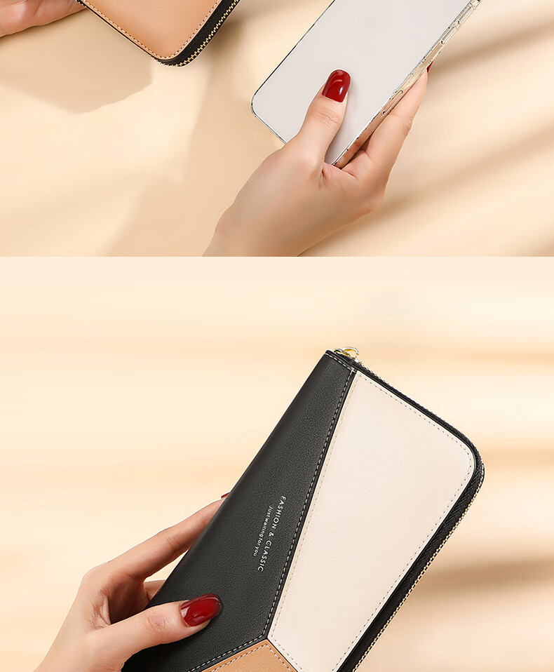 YUYULA Leather Women's Wallet, Long Zipper Purse, Mom's Clutch, Multi-Card Slots, Multifunctional, Large Capacity Coin Purse 4