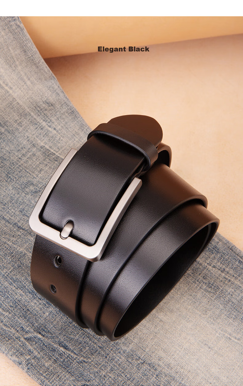 CattleOWN Large Size Belt for Men with Pin Buckle, Extended Top Layer Cowhide Trouser Belt 3037, Dark Brown, 140cm, Gift 14