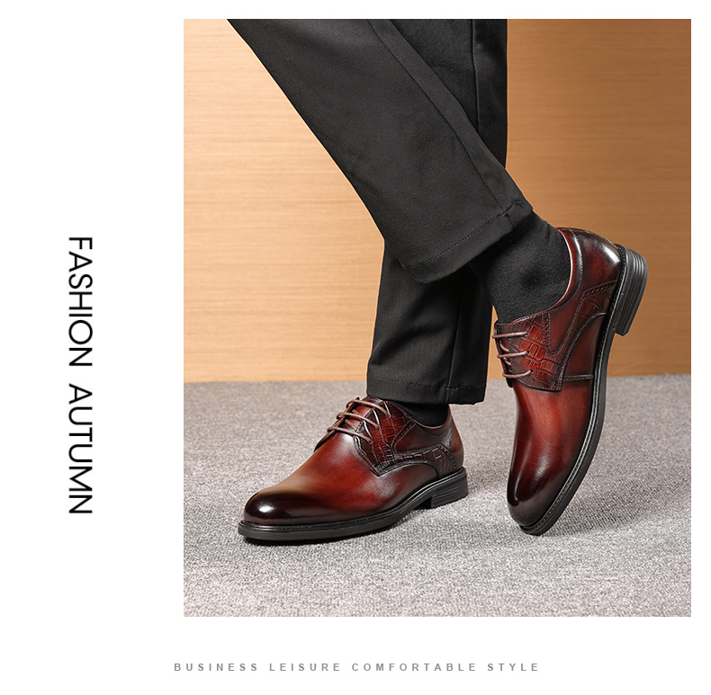 LAORENTOU Men's Leather Business Casual Shoes, Spring Autumn Fashion Comfortable Dress Shoes, Black, Size 38, Model LA12283 12