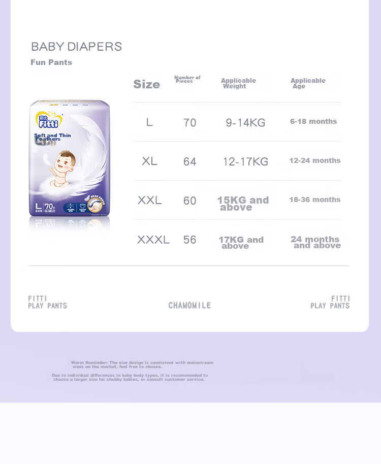 Fitti Soft And Thin Feather-Like Play Pants XXL60 (For 15kg And Above), Baby Diapers, Ultra-Thin And Dry, Suitable for Both Boys And Girls 13
