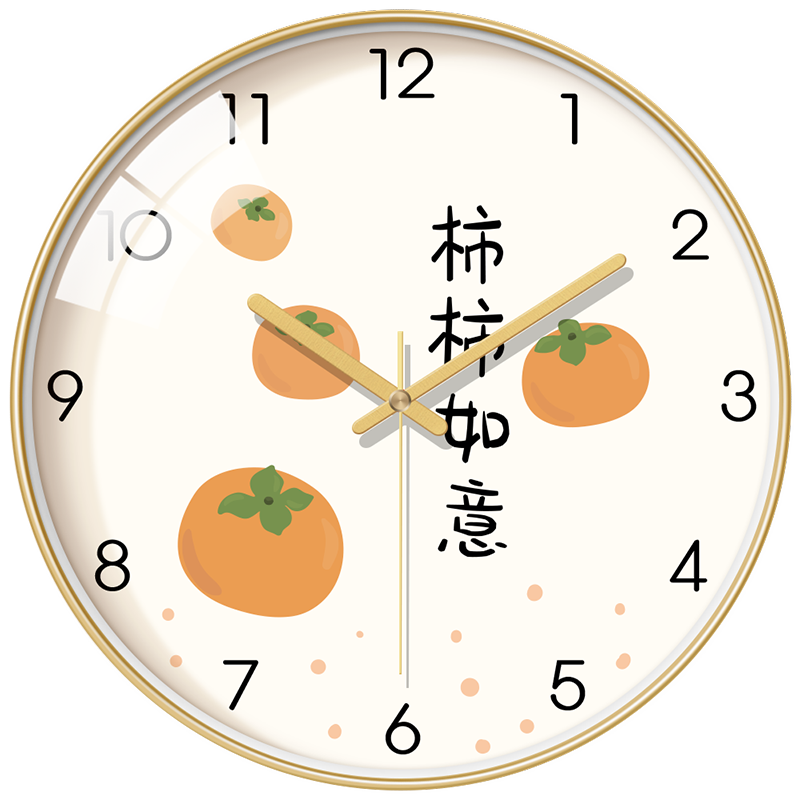 BBA Wall Clock, Auspicious And Fresh Design for Living Room, Home Use, Persimmon-Shaped, Lucky, Nordic Style, Creative Decorative Clock, Wall-Mounted, 35cm