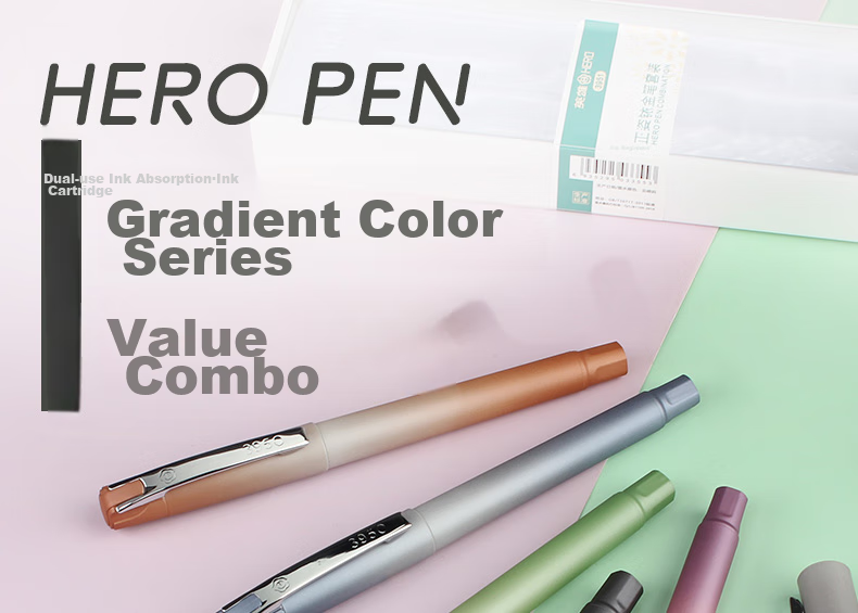 HERO Calligraphy Pen, 856 Bent Tip Iridium Gold Business Office Signature Calligraphy Practice Ink Pen, Black 1