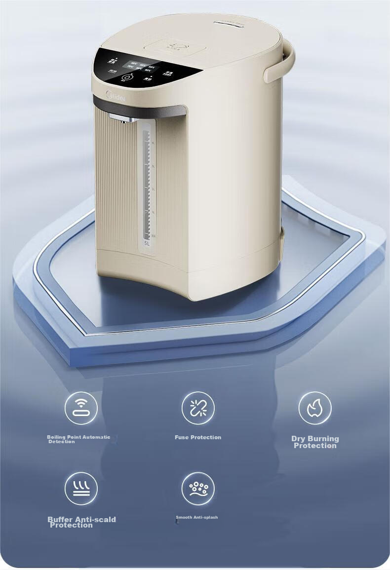 Midea Electric Kettle, Stainless Steel Hot Water Pot, 5L Large Capacity, 6 Temperature Settings, Keeps Warm, Constant Temperature, Removes Chlorine, EB50C2 17
