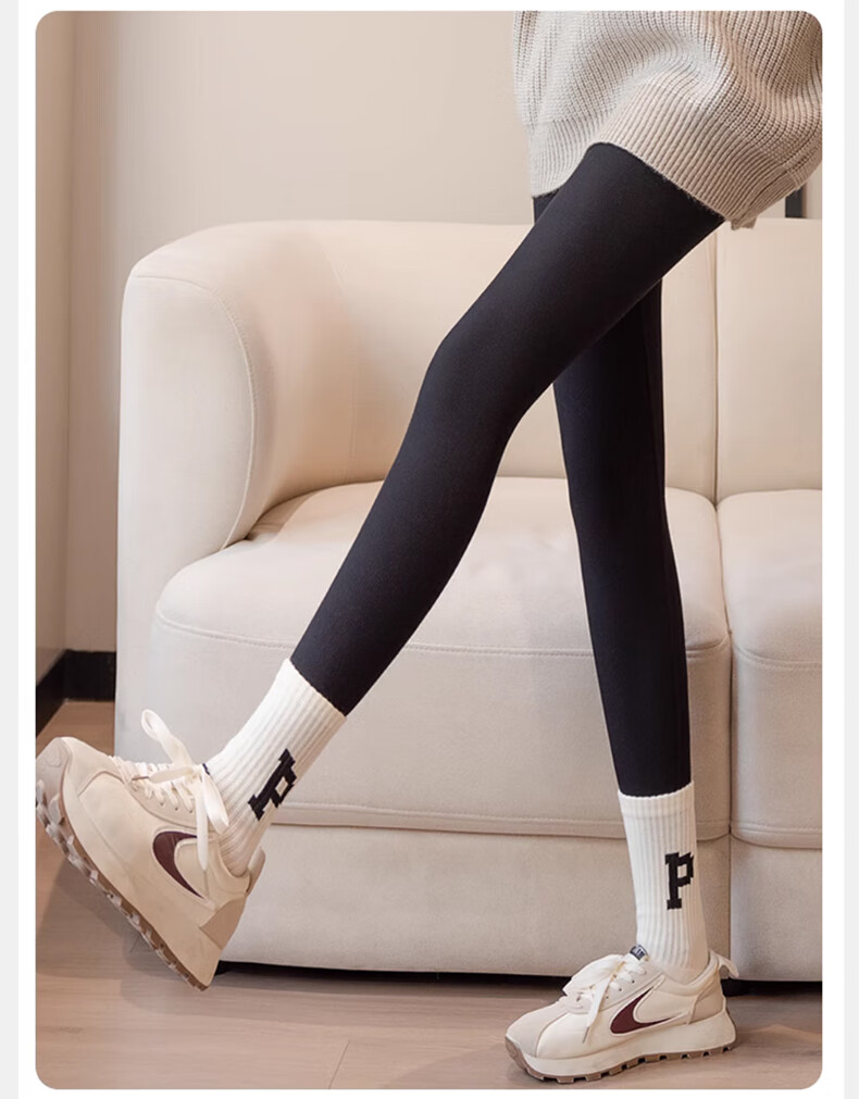 LangSha Cotton Pants for Women, Autumn And Winter Fleece-Lined Thickened Outer Leggings, Slimming Ribbed Extra Thick Cashmere, Northeast Warm Pants 8