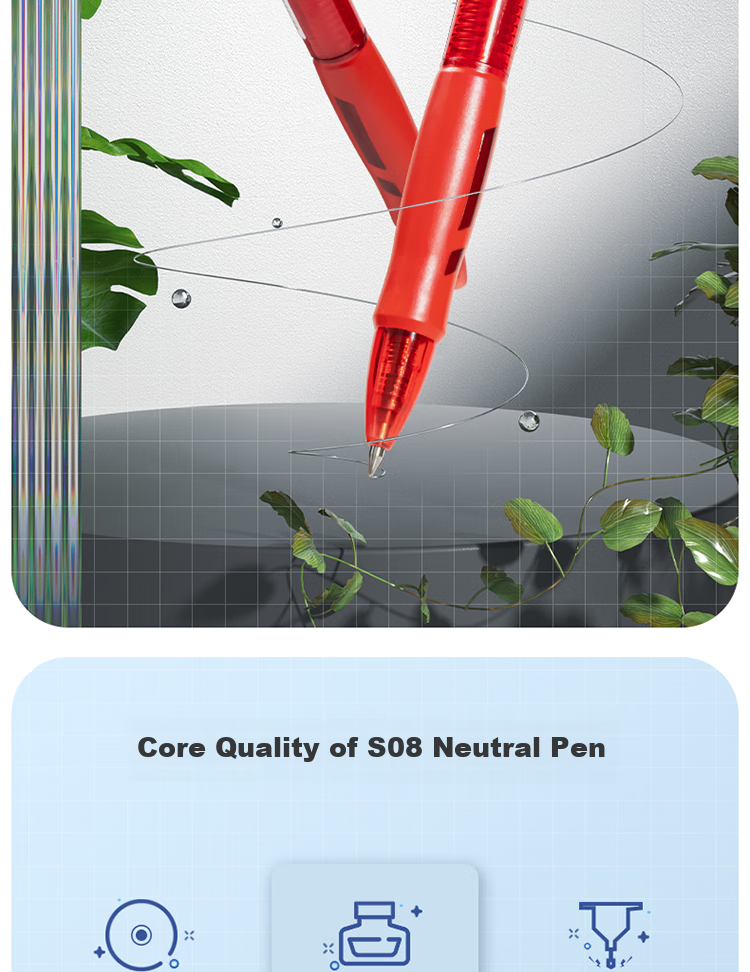 Deli Back-To Essential, Ultra-Smooth Gel Pen, 0.5mm Bullet Tip, Retractable Pen, Office Supplies, Student Stationery, Teacher's Day Red Pen, Red, 12 Pens/box S08 3