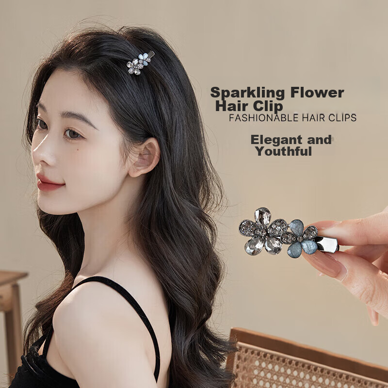 CHIMERA Flower Hair Clip, Duck Bill Clip, Korean-Style Barrette, Bangs Clip, Hair Accessory, Hair Ornament, Birthday Gift for Wome