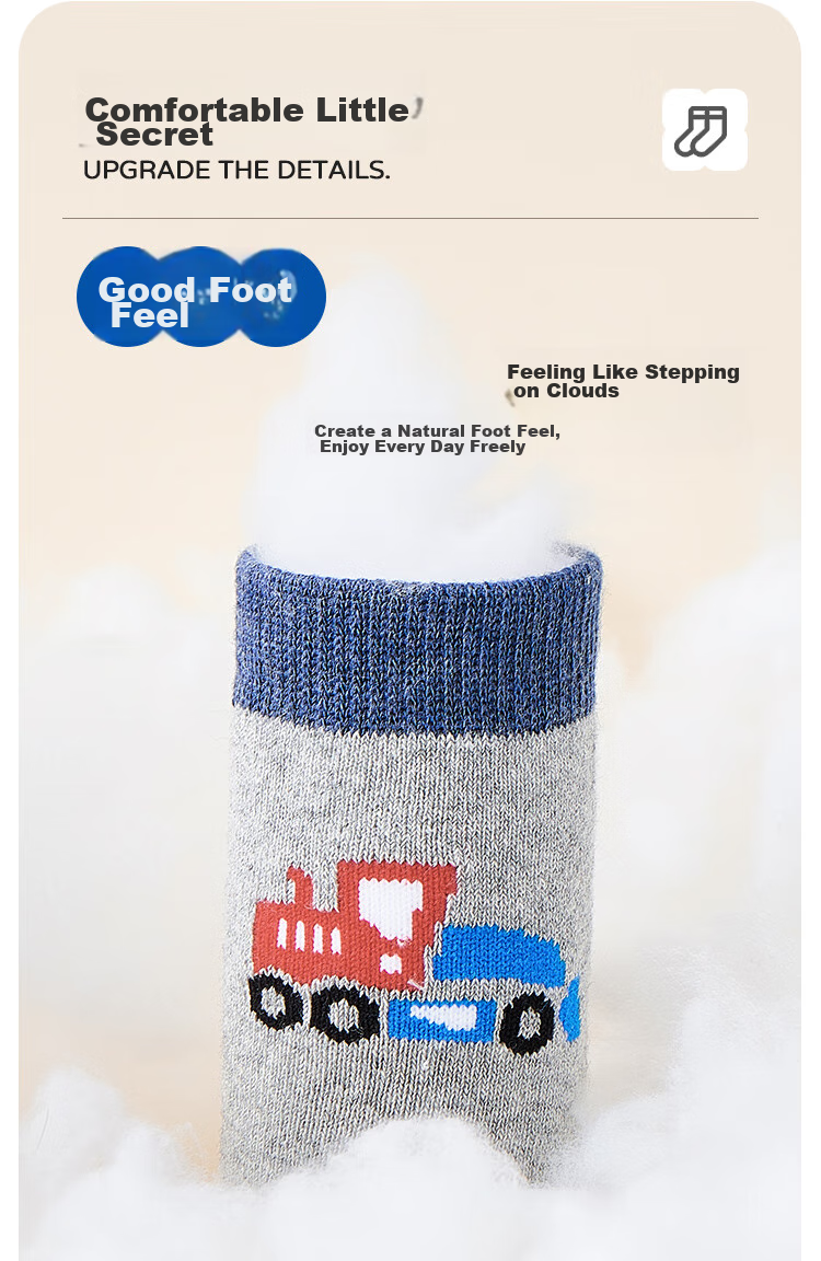 MiiOW Children's Socks for Boys, Autumn And Winter Fleece-Lined Thick Warm Socks, for Older Children And Toddlers, Terry Socks, Car Design, Size L 4