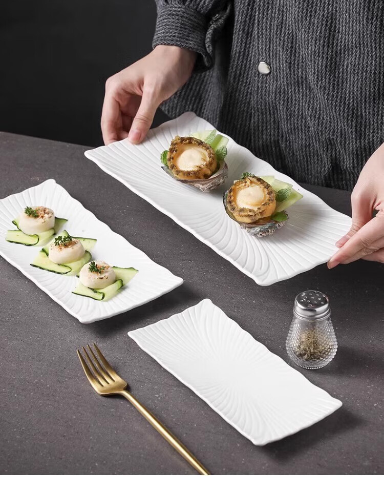 Canjiangjun Ceramic Sushi Plate, Underglaze Color, Simple And Elegant Long Rectangular Plate, Dessert Plate, Western Dinner Plate 2