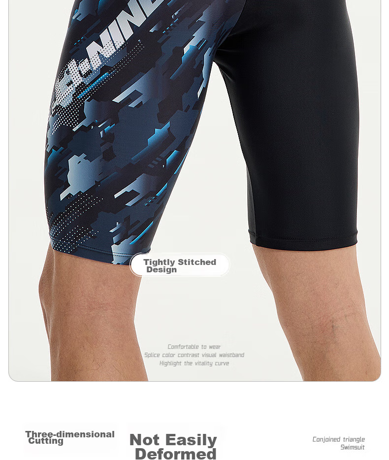 Li-Ning Swimming Trunks for Men, Printed Knee-Length Anti-Embarrassment Swim Shorts 8311 Black XL 7