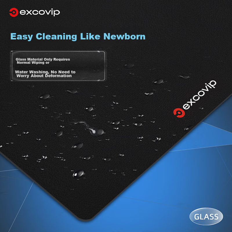 EXCO Solid Color Glass Mouse Pad, Gaming Photovoltaic Mouse Pad, Hard Keyboard Desk Pad, Computer Office Laptop Small Size Mat 250*200mm, Black 0179 5