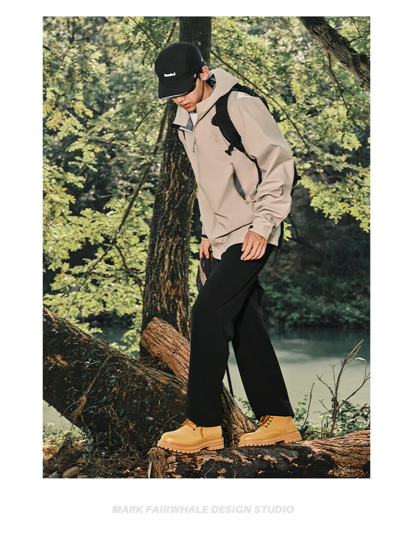 MARK FAIRWHALE Men's New Martin Boots, All-Season Style, Cotton Shoes, Thickened Heightening Work Boots, Motorcycle Men's Shoes, Ginger Yellow, Size 43 3