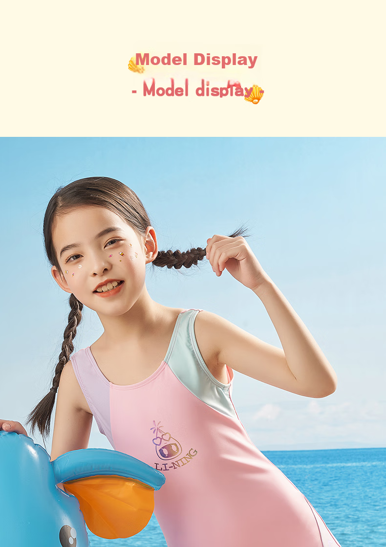 Li-Ning Children's Swimsuit, Girls' One-Piece Swimwear, Breathable Quick-Dry Swimming Training Suit 005, Lavender Purple, Size 130 11