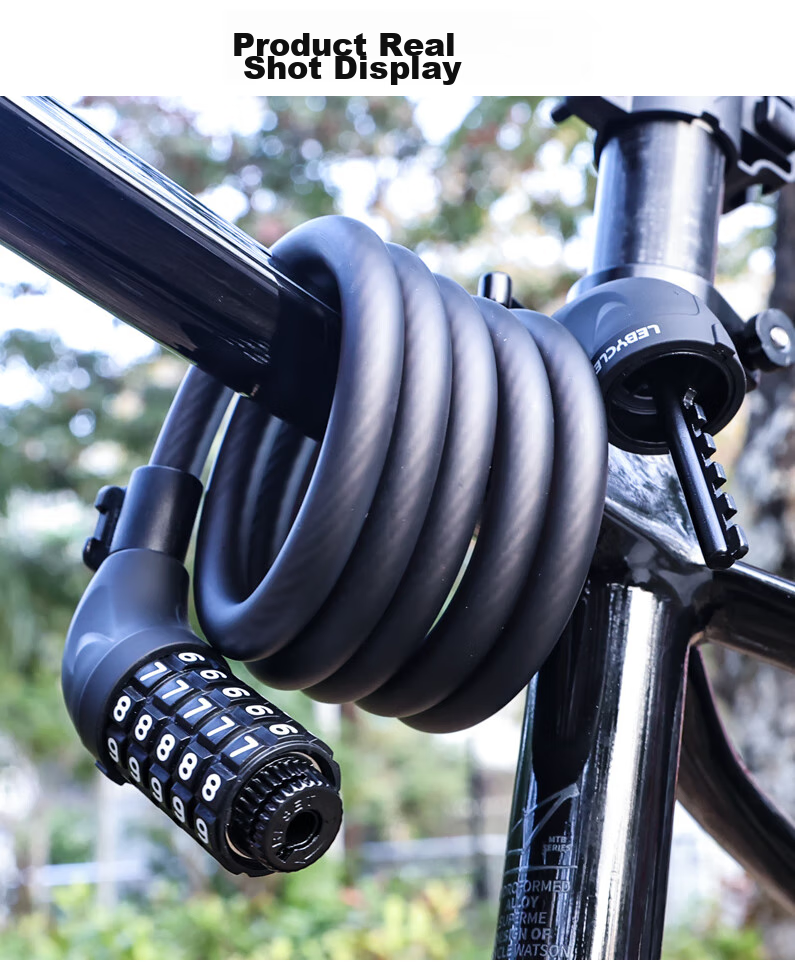 LEBYCLE Bicycle Combination Lock, Anti-Theft Lock, Chain Lock, Portable Steel Wire Lock, Cycling Equipment, Bicycle Lock, 5-Digit Steel Cable Lock 10