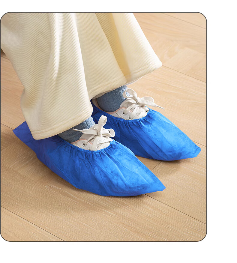 Baicaoyuan Disposable Shoe Covers, Thickened Non-Woven Fabric, 100 Pieces, Sample Room Computer Room Dust-Proof Breathable Shoe Covers, Home Use One Size Fits All, Blue 18