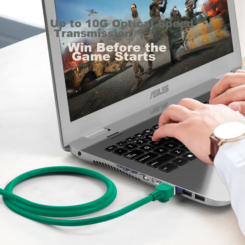 Кабель сетевой WANJEED Cat6a Ethernet, 10 Gigabit, экранированный, 2 метра, зеленый